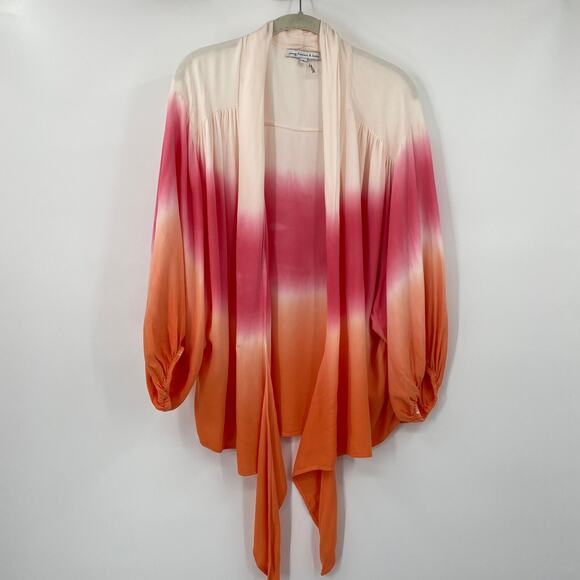Young Fabulous & Broke Tie Front Top Ombré Dip Dye Pattern Pink Orange Womens L - Picture 4 of 8